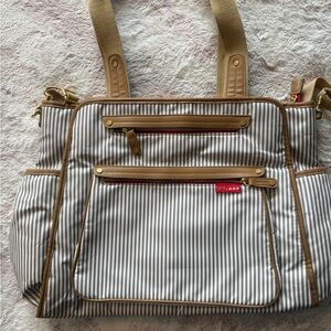 Skip Hop Striped Baby Bag - Tan and White